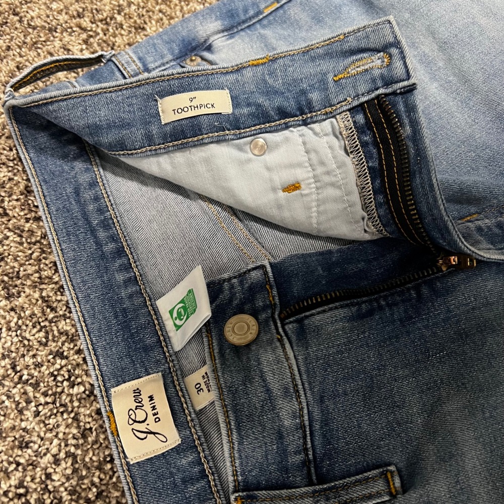 J.Crew 9" Toothpick High Rise Skinny Jeans Medium Wash Raw Hem Size 30 - Picture 4 of 10